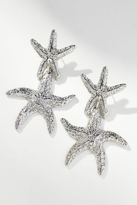 Shop By Anthropologie Double Starfish Drop Earrings In Silver