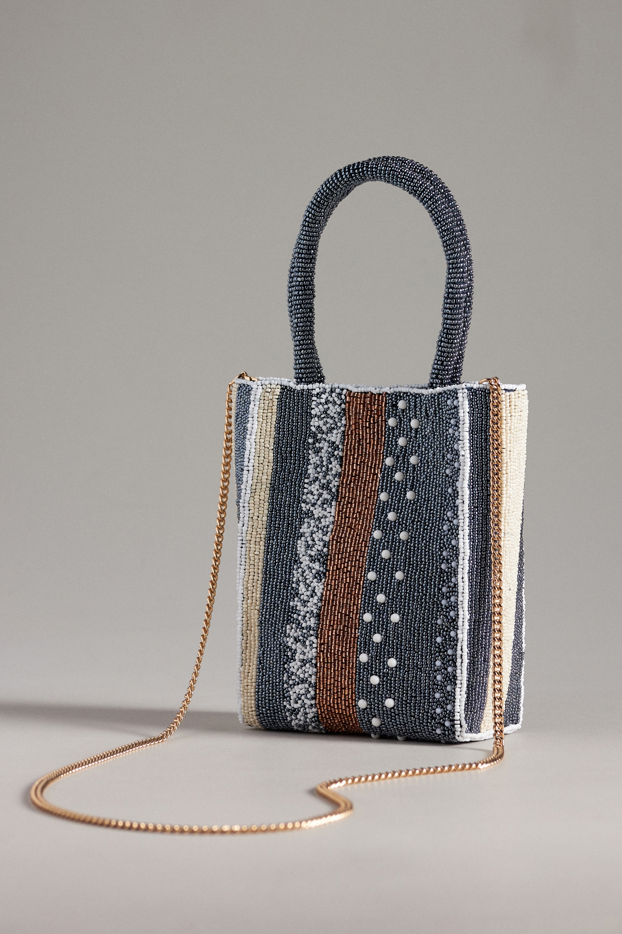 Beaded North South Mini Tote