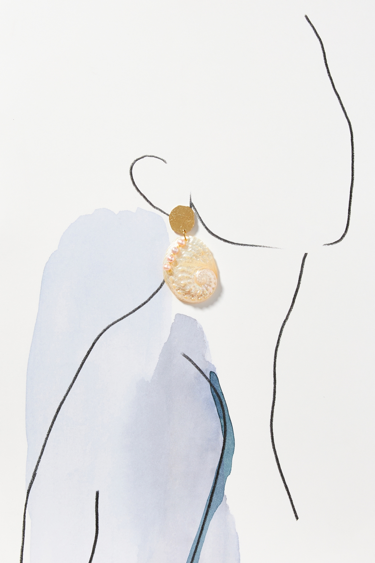 GISEL B. Harper Asymmetrical Shell Earrings