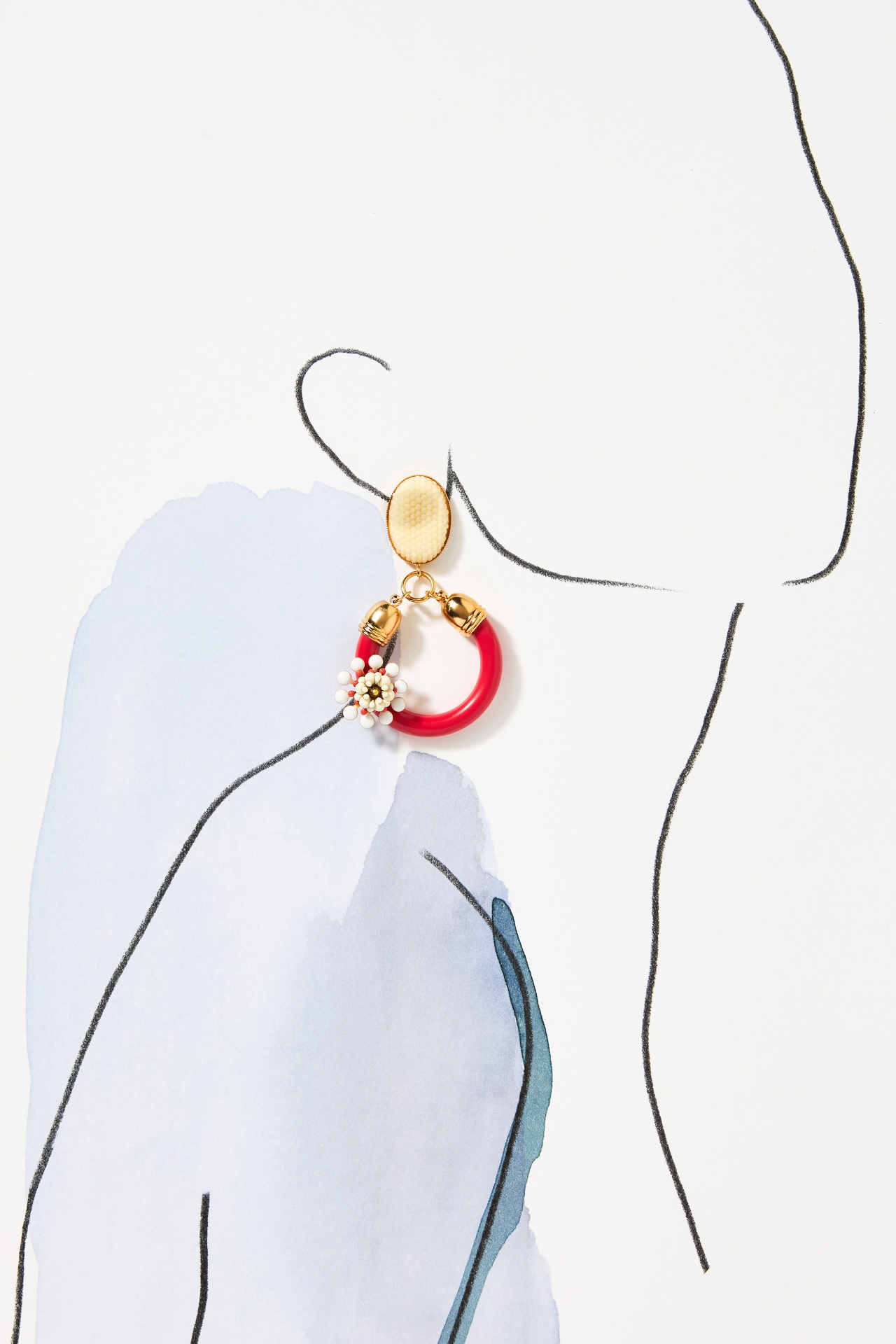 Julie Sion Camélia Glossy Hoop Earrings