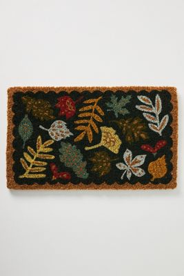 Painted Leaves Printed Coir Doormat