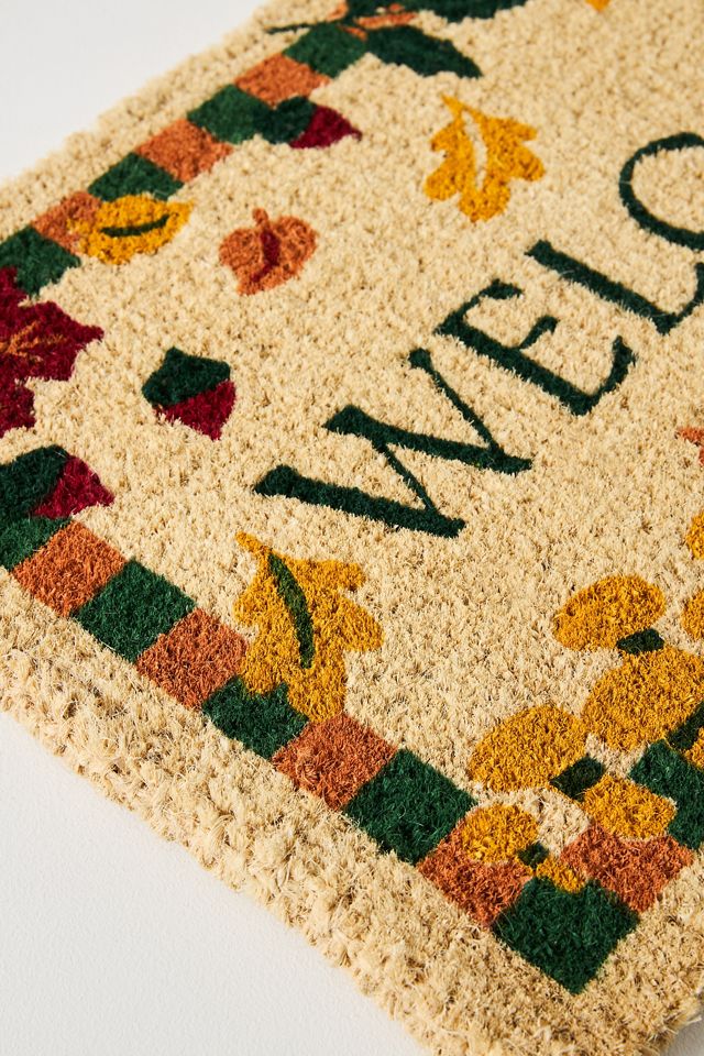 Welcome Printed Bordered Coir Doormat #1
