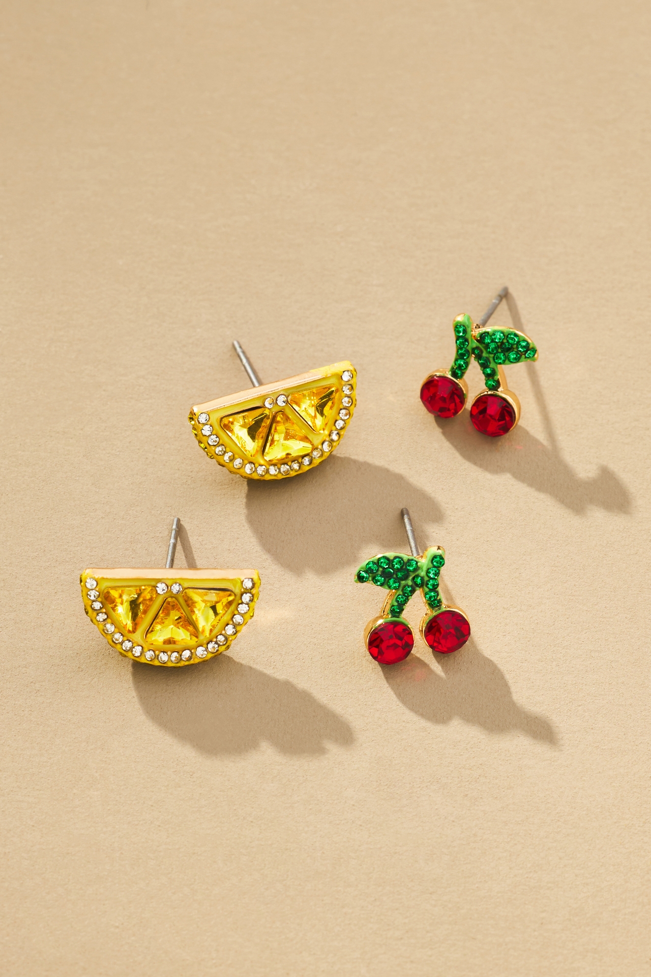 BaubleBar Lemon & Cherry Post Earrings, Set of 2