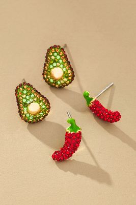 Shop Baublebar Avocado & Jalapeño Post Earrings, Set Of 2 In Red