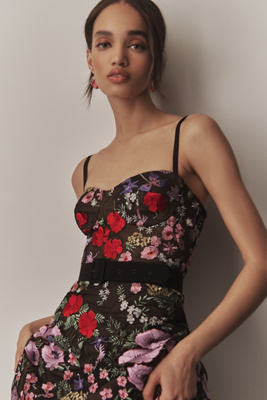 dress the population carlita dress Dress The Population Carlita Belted Embroidered Midi-Dress