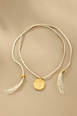 Shop Pajarolimon Silk Tassel Pendant Necklace In White
