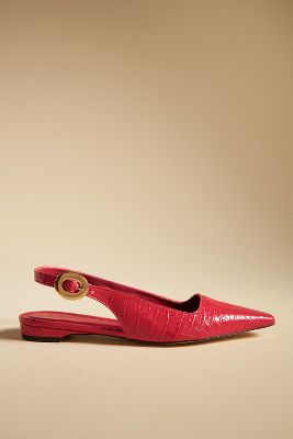 By Anthropologie Snip-toe Slingback Flats In Red