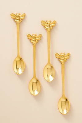 Anthropologie Bee Teaspoons, Set Of 4 In Gray