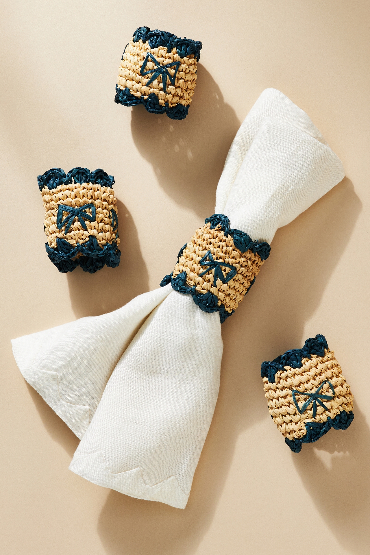 Payton James Handwoven Bow Napkin Rings, Set of 4