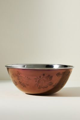 Anthropologie Foliage Copper Mixing Bowl In Brown