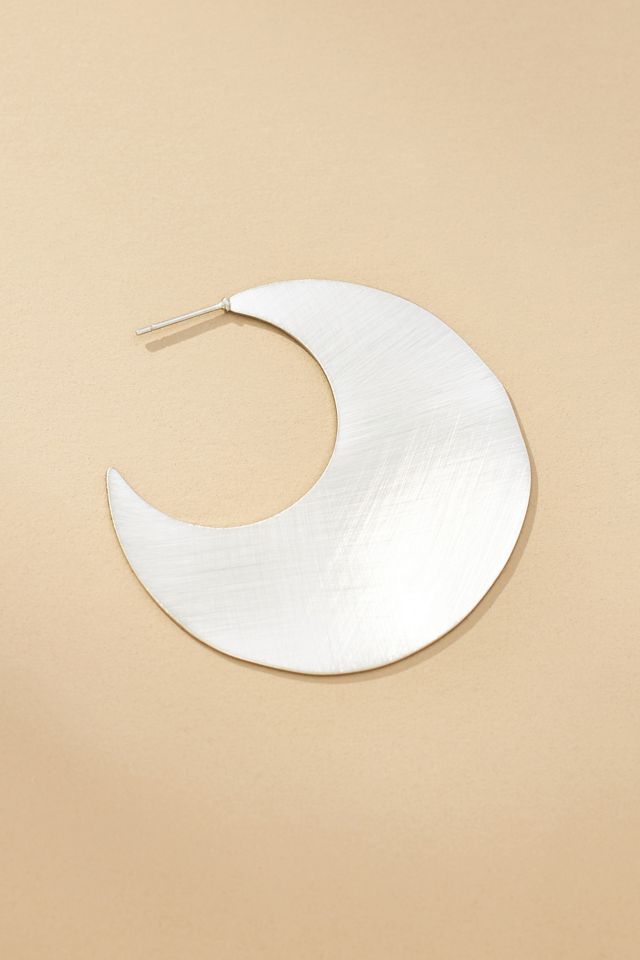 Scratched Metal Crescent Earrings #1