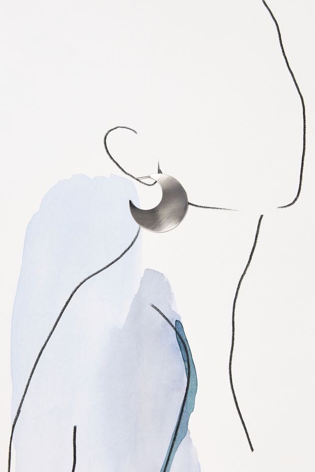Scratched Metal Crescent Earrings #2