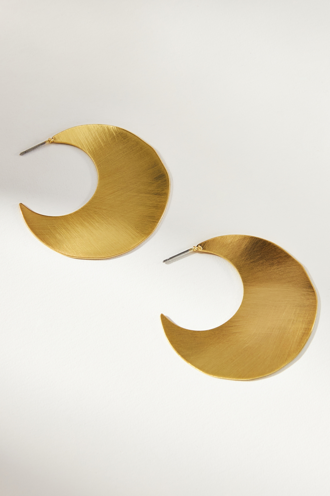 Scratched Metal Crescent Earrings