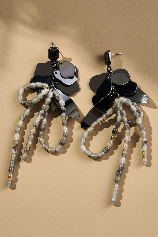 Beaded Flower Bouquet Drop Earrings