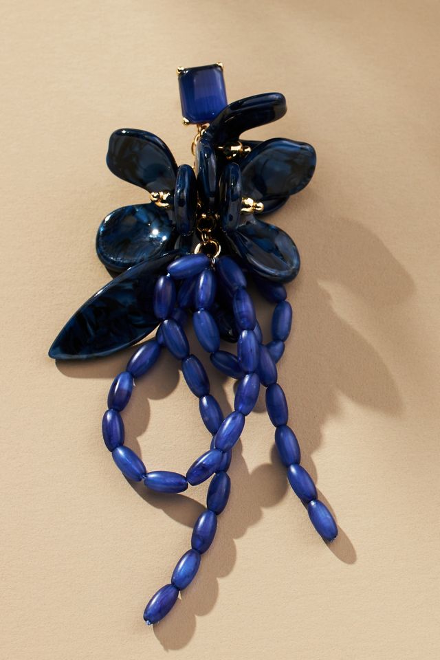 Beaded Flower Bouquet Drop Earrings #1