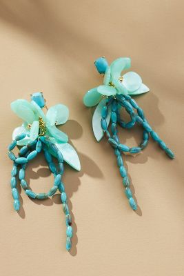 Shop By Anthropologie Beaded Flower Bouquet Drop Earrings In Blue