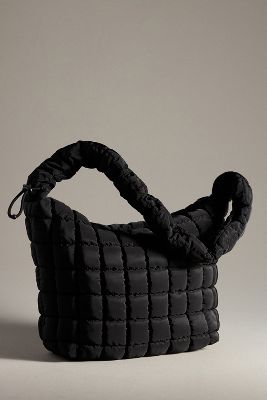 By Anthropologie Quilted Nylon Scrunch Tote In Black