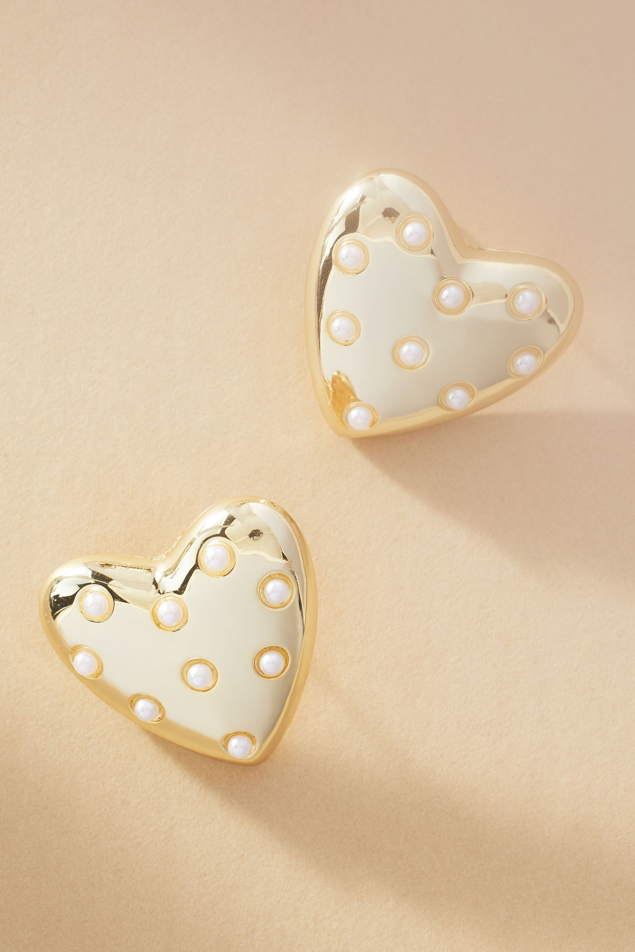 Pearl-Embellished Heart Earrings