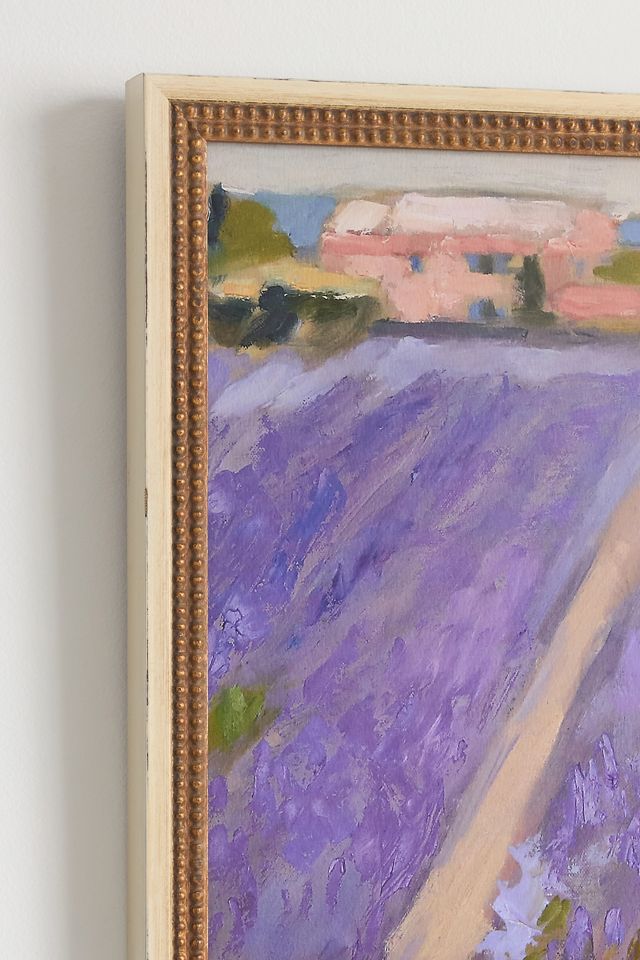 Lavender Field with a Pink Barn Wall Art #1