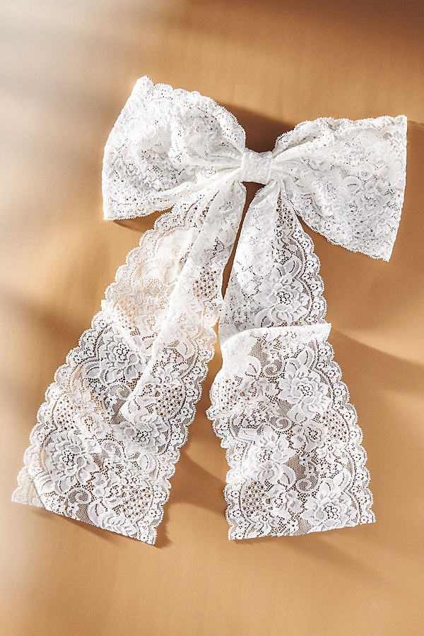 Shop Shashi Lace Hair Bow Barrette In White