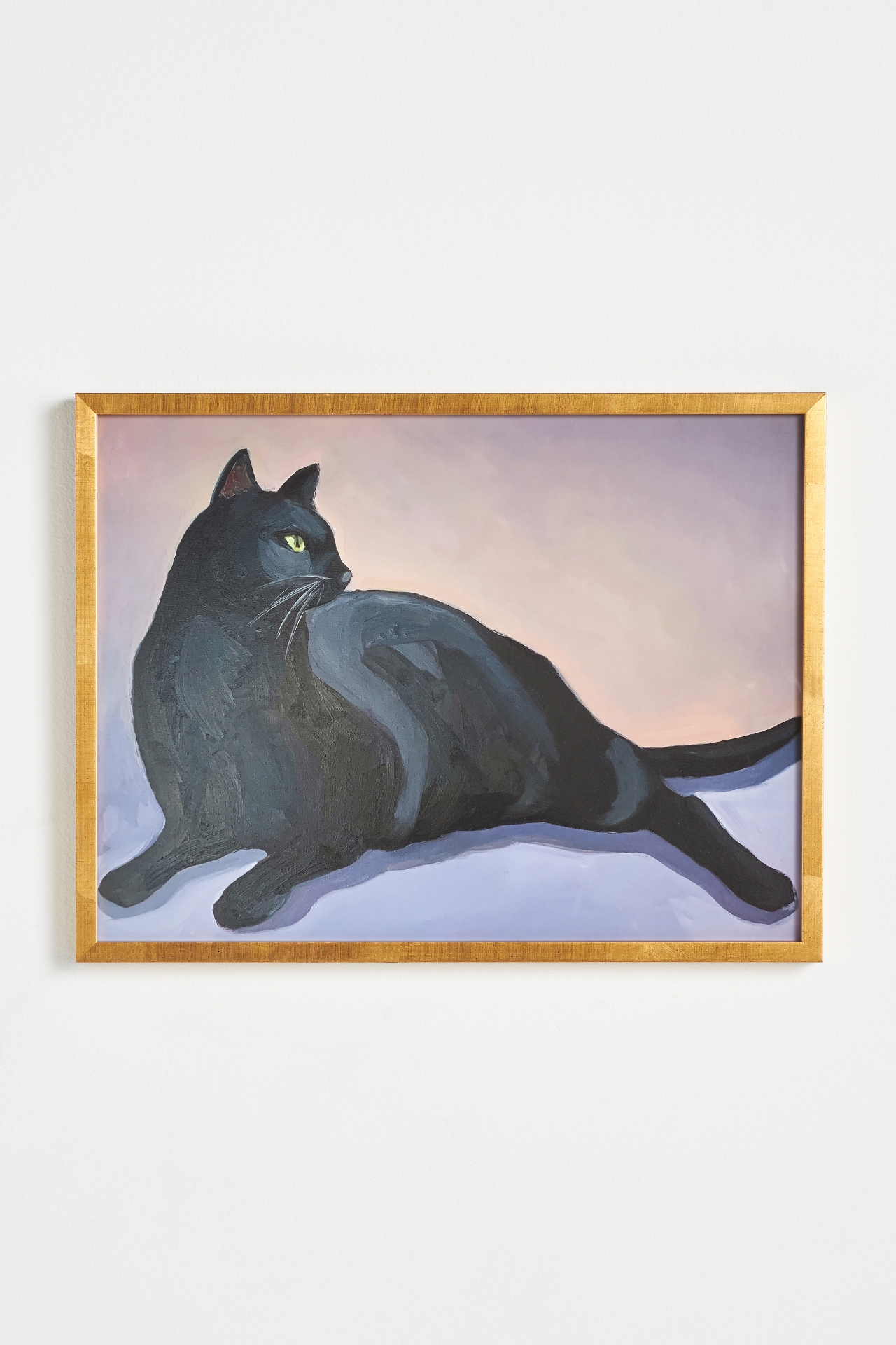 Reclining Cat with Lavender Background Wall Art