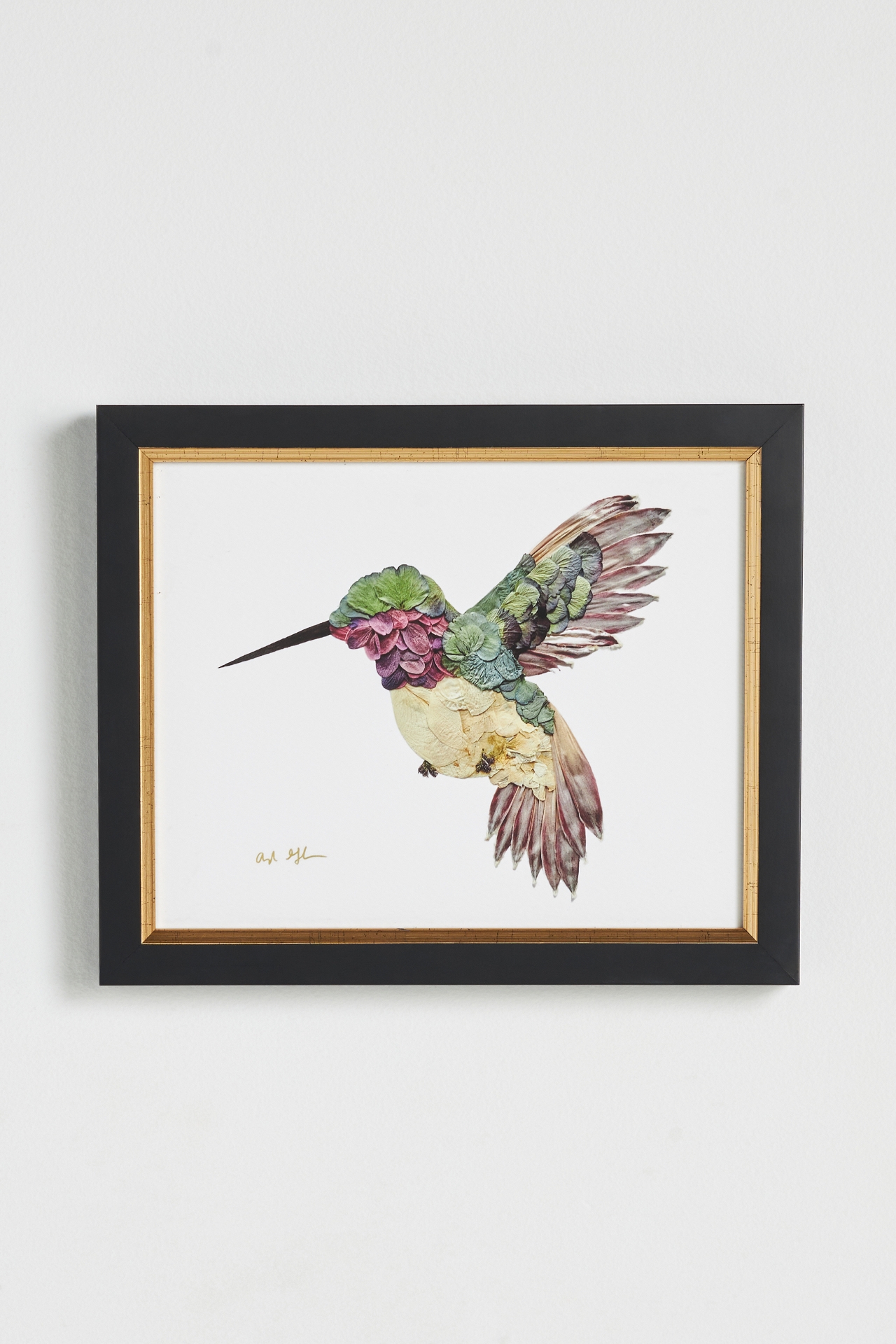 Pressed Flower Hummingbird Wall Art