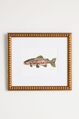 Pressed Floewr Rainbow Trout Fish Wall Art