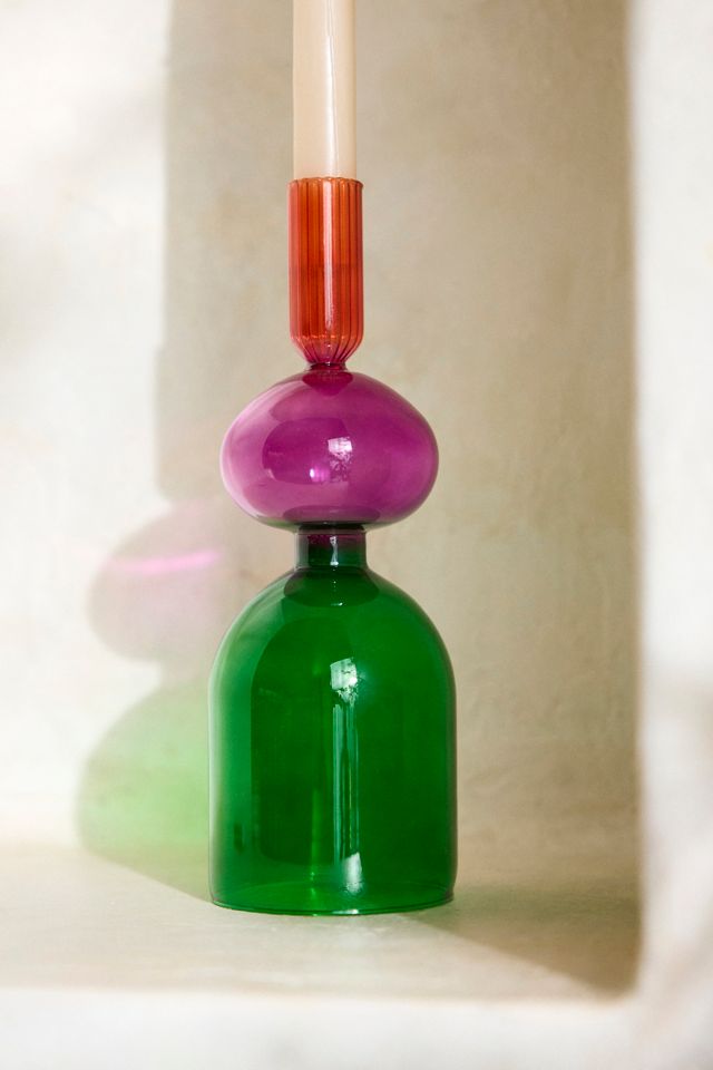 Colorblocked Glass Taper Holder #1
