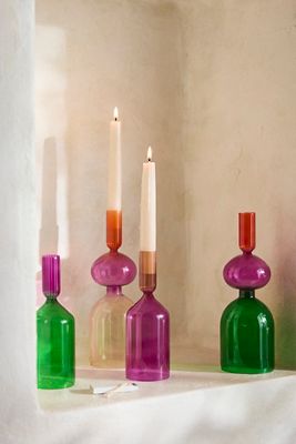 Colorblocked Glass Taper Holder