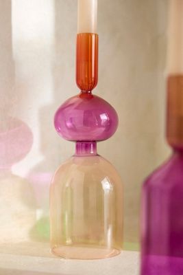 Colorblocked Glass Taper Holder