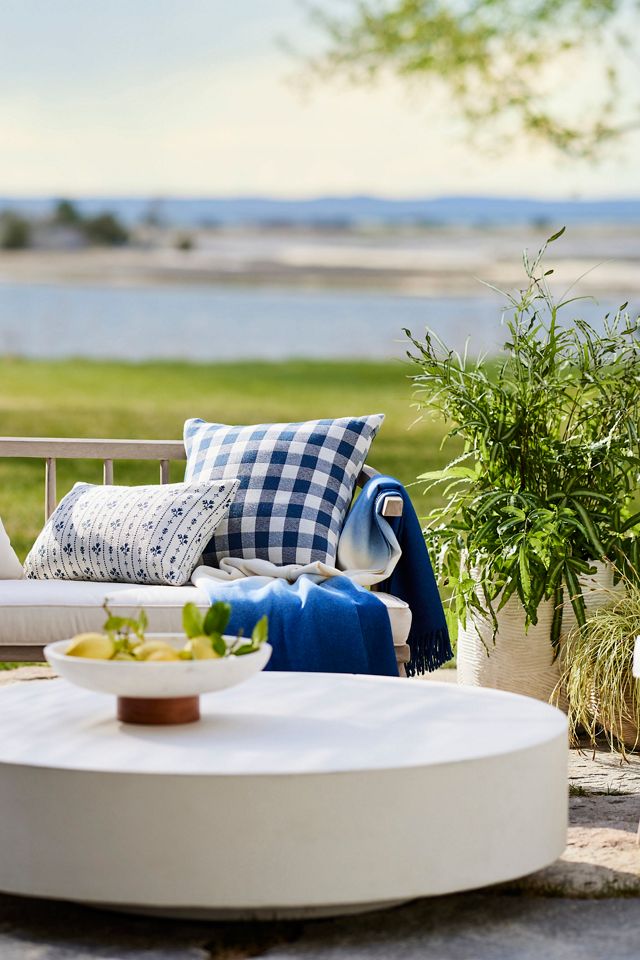 Gingham Outdoor Pillow, Blue Terrain