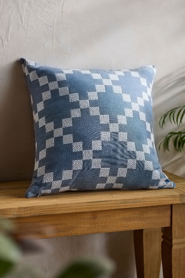 Quilted Blue Outdoor Pillow