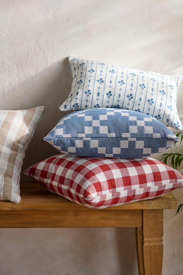 Floral Stripe Outdoor Pillow, Blue #3