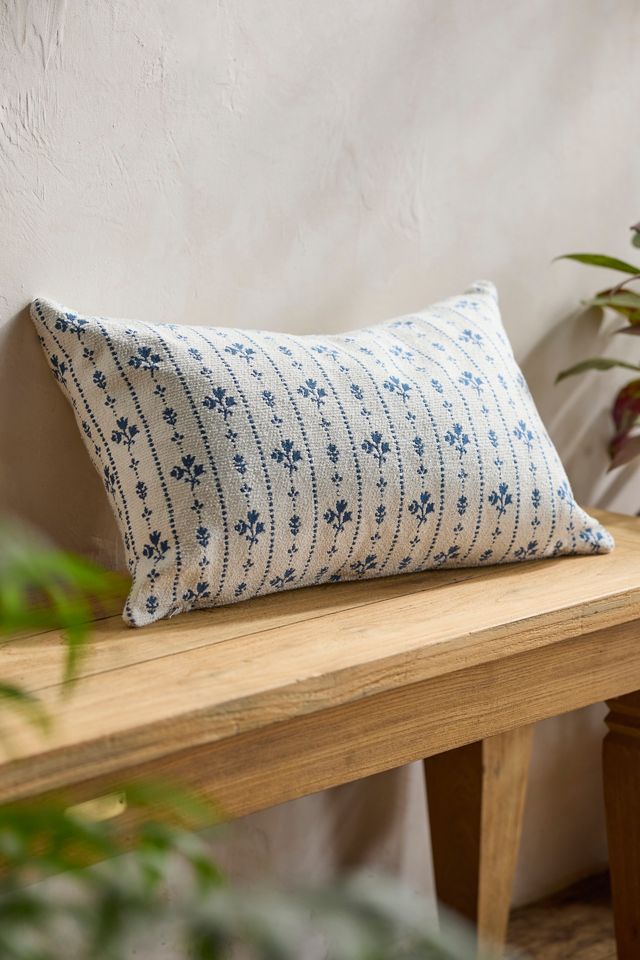 Floral Stripe Outdoor Pillow, Blue #1