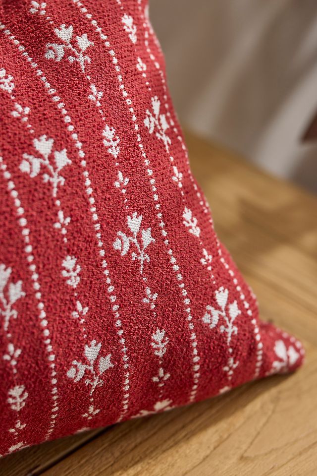 Floral Stripe Outdoor Pillow, Red | AnthroLiving