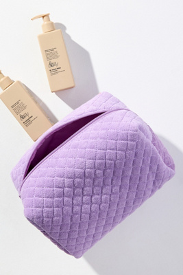 Anthropologie Quilted Terry Cosmetic Bag In Purple