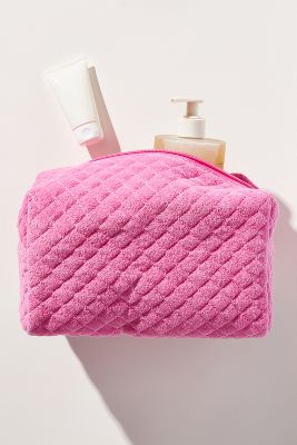 Shop Anthropologie Quilted Terry Cosmetic Bag In Pink