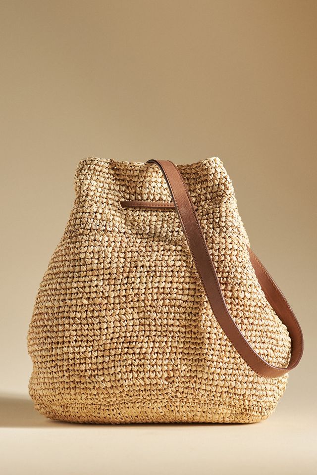 Faherty Raffia Drawstring Shoulder Bag #1