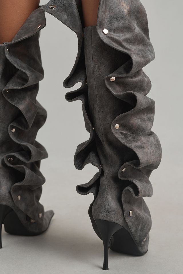 ★ 即購入歓迎  みぃ 様　44 デュベティカ黒♡グレージュ ラメ★XL 2XL Jeffrey Campbell Origami Boots | Anthropologie