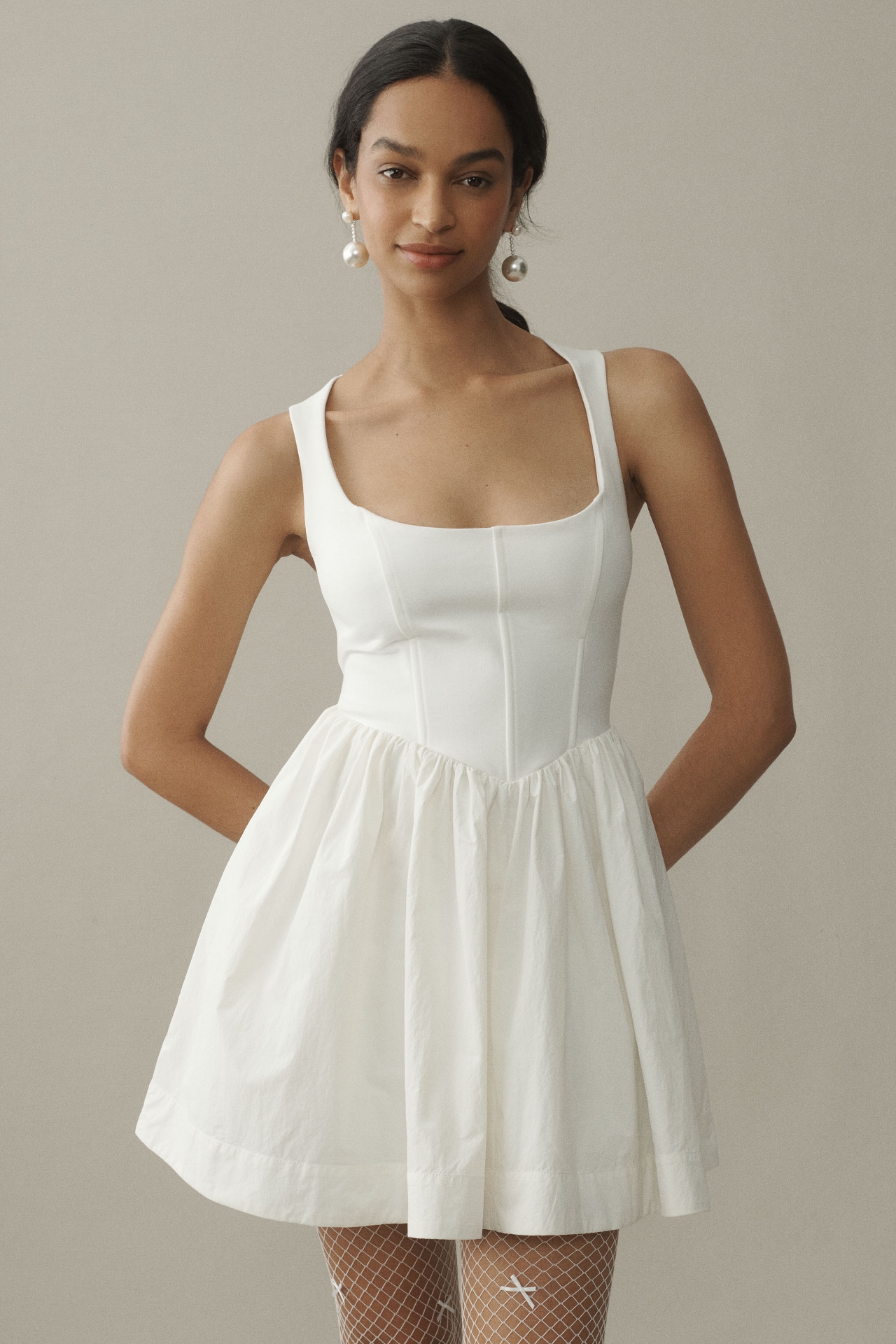 BHLDN Sleeveless Scoop-Neck Fit & Flare Mini Dress