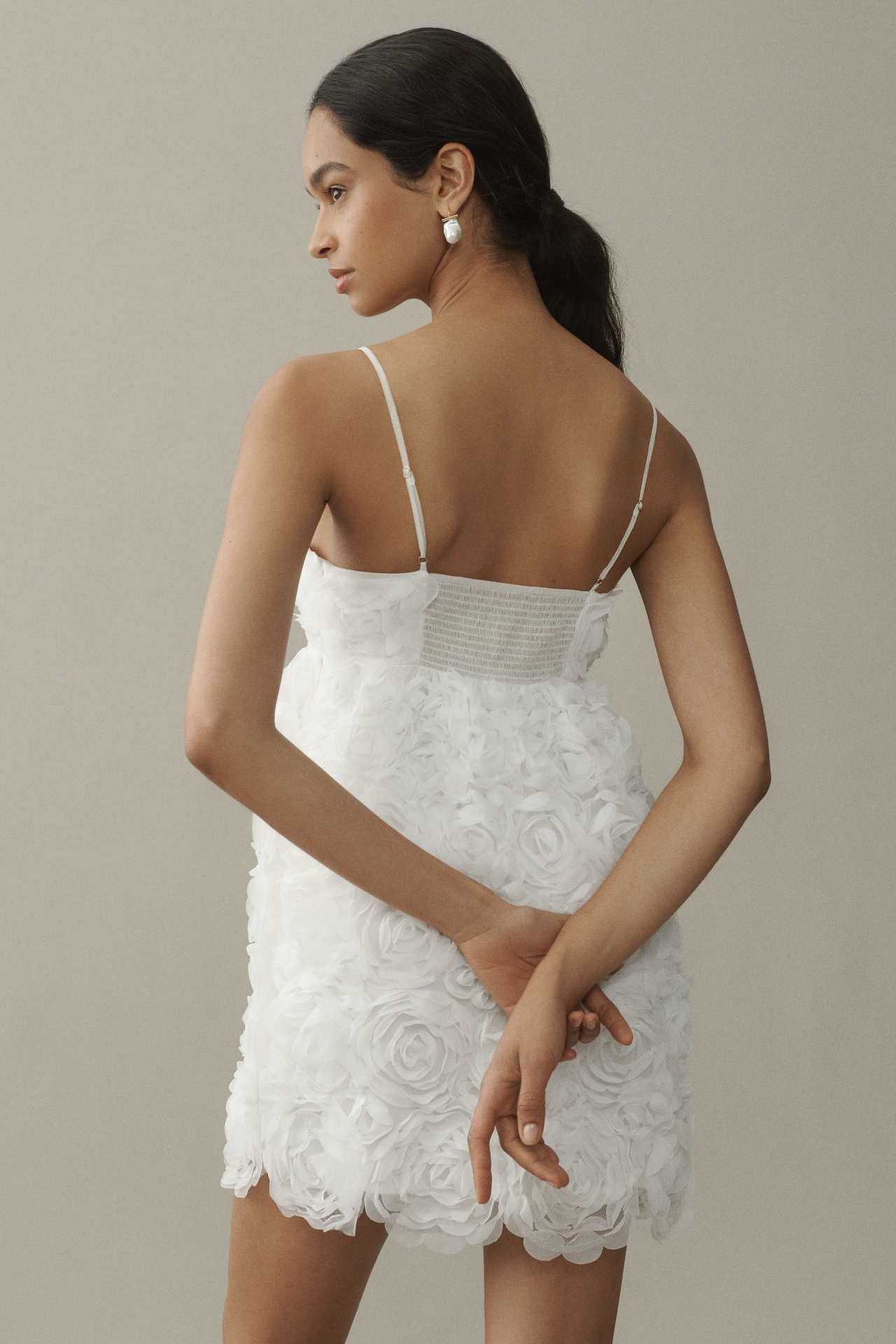 BHLDN V-Neck Tulle Rosette Mini Dress