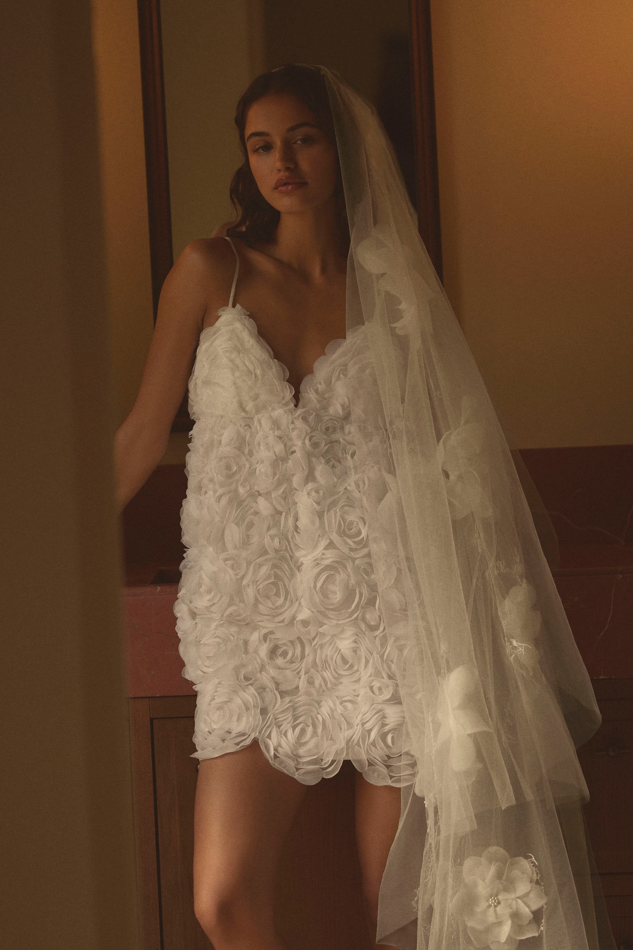 BHLDN Jia Bias-Cut Ruffled V-Neck Mini Dress | MarketFair BHLDN Jia Bias-Cut Ruffled V-Neck Mini Dress | MarketFair