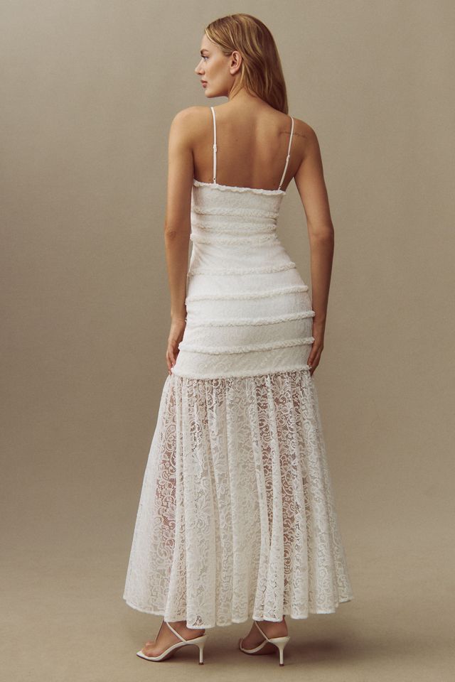 Bhldn Lace Dress BHLDN Mixed Lace Drop-Waist Midi Dress