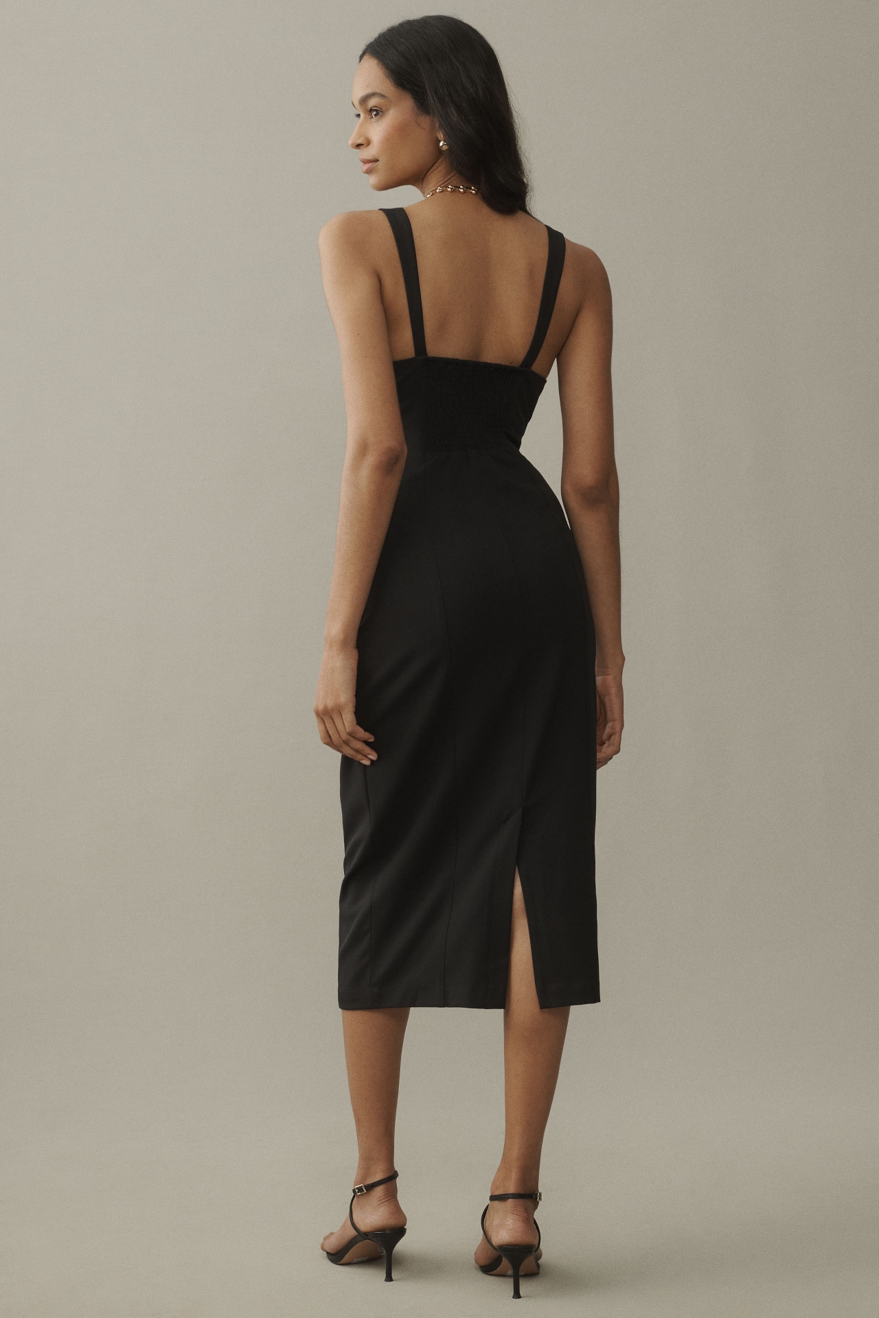 BHLDN Sage Sweetheart Stretch Crepe Midi Dress