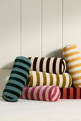 Christina Lundsteen Stripe Bolster Cushion Pillow in Wedgewood Blue