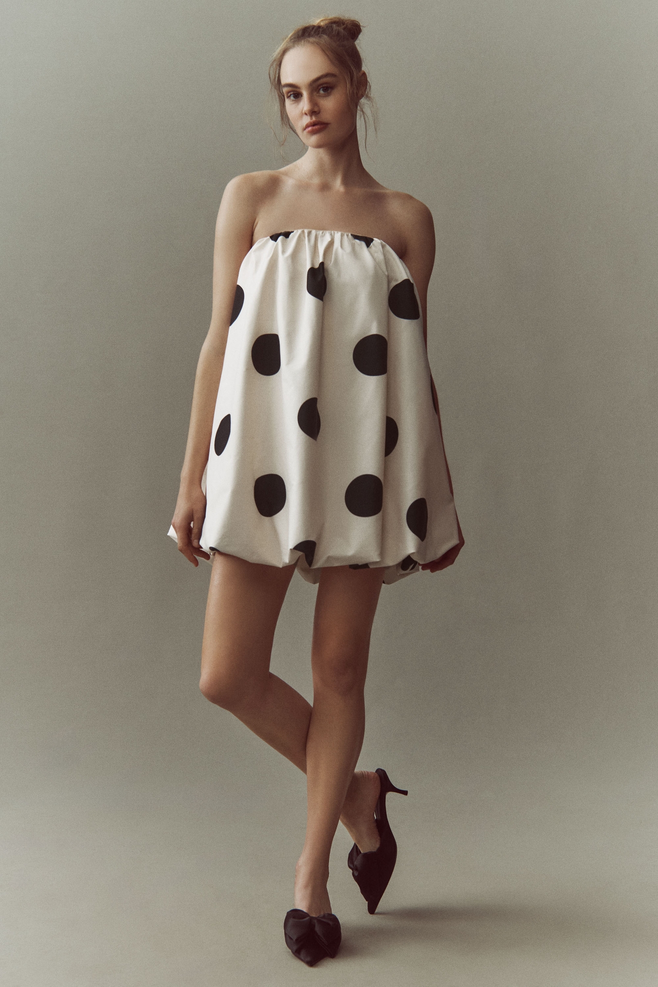 The Wolf Gang Gaia Strapless Polka Dot Bubble Mini Dress