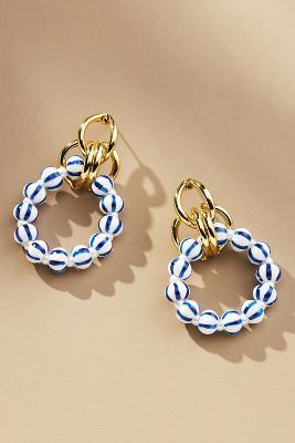 Shop By Anthropologie Porcelain Beaded Oval Drop Earrings In Blue