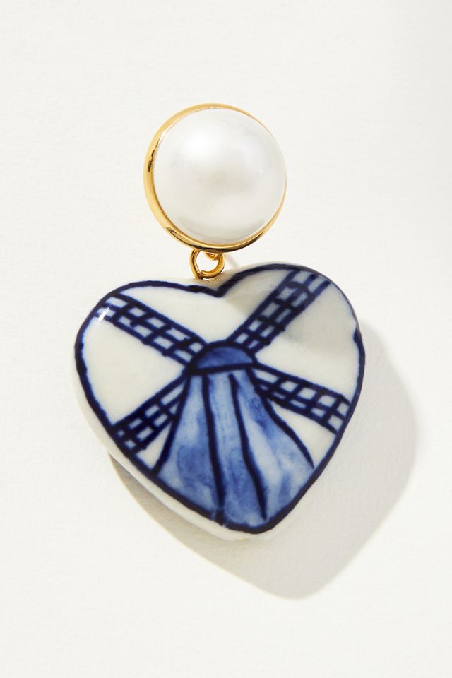 Porcelain Heart Drop Earrings #1
