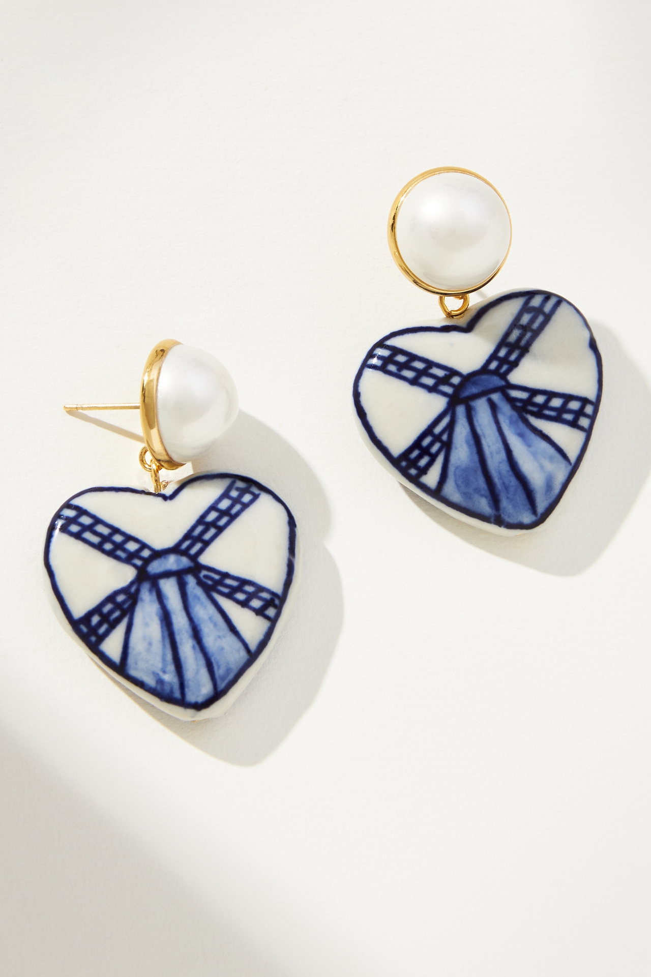 Porcelain Heart Drop Earrings