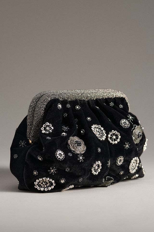 Studded Embellished Velvet Clutch #1
